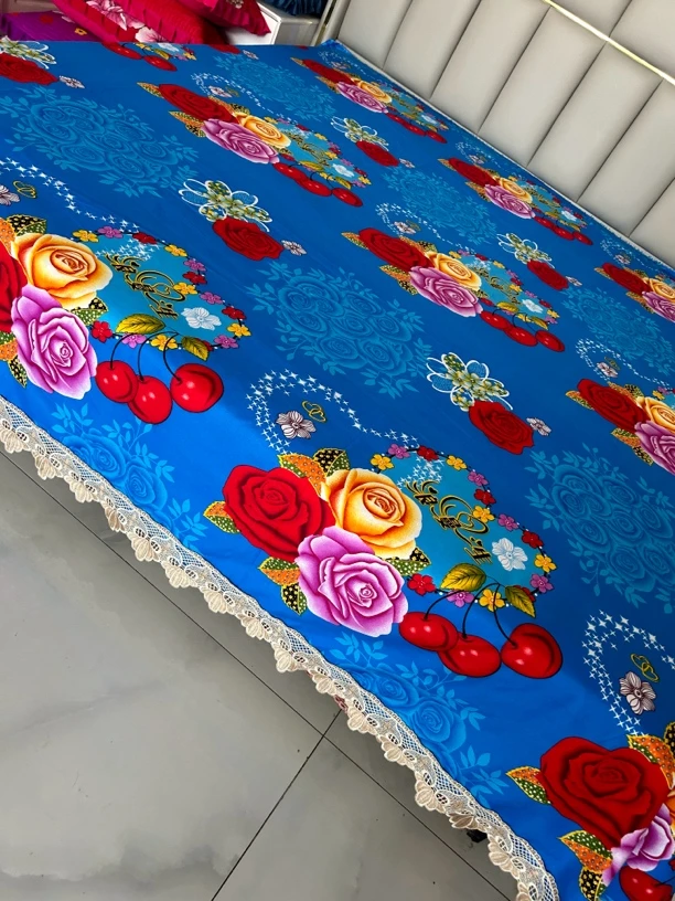 四季通用爱心天蓝亲肤炕单土炕床上用品榻榻米防滑床单加厚炕盖