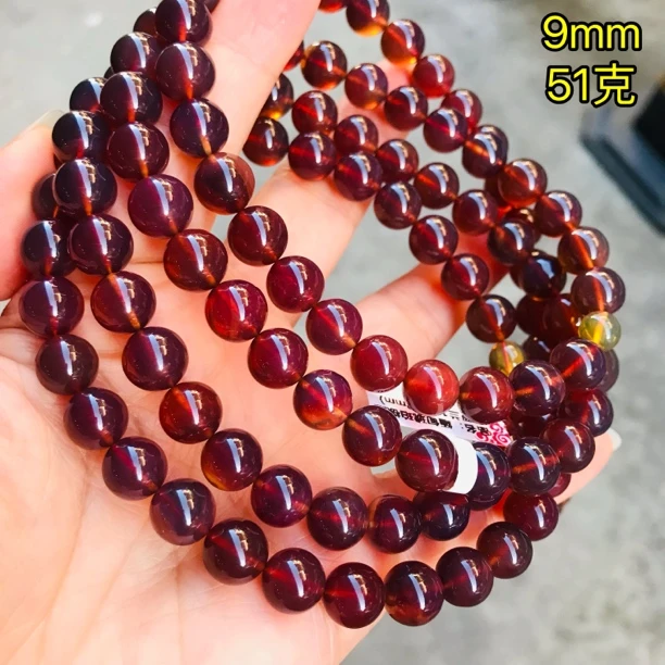 【月光琥珀】9mm缅甸琥珀棕红紫罗兰108佛珠项链念珠