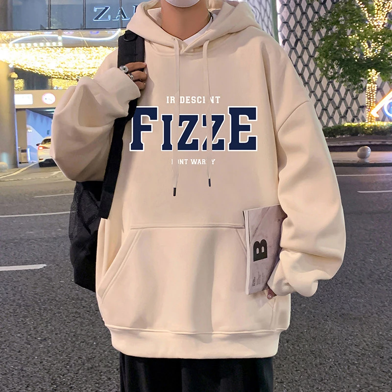 纯棉宽松连帽卫衣男秋冬季新款加绒保暖休闲套头帽衫潮流长袖上衣