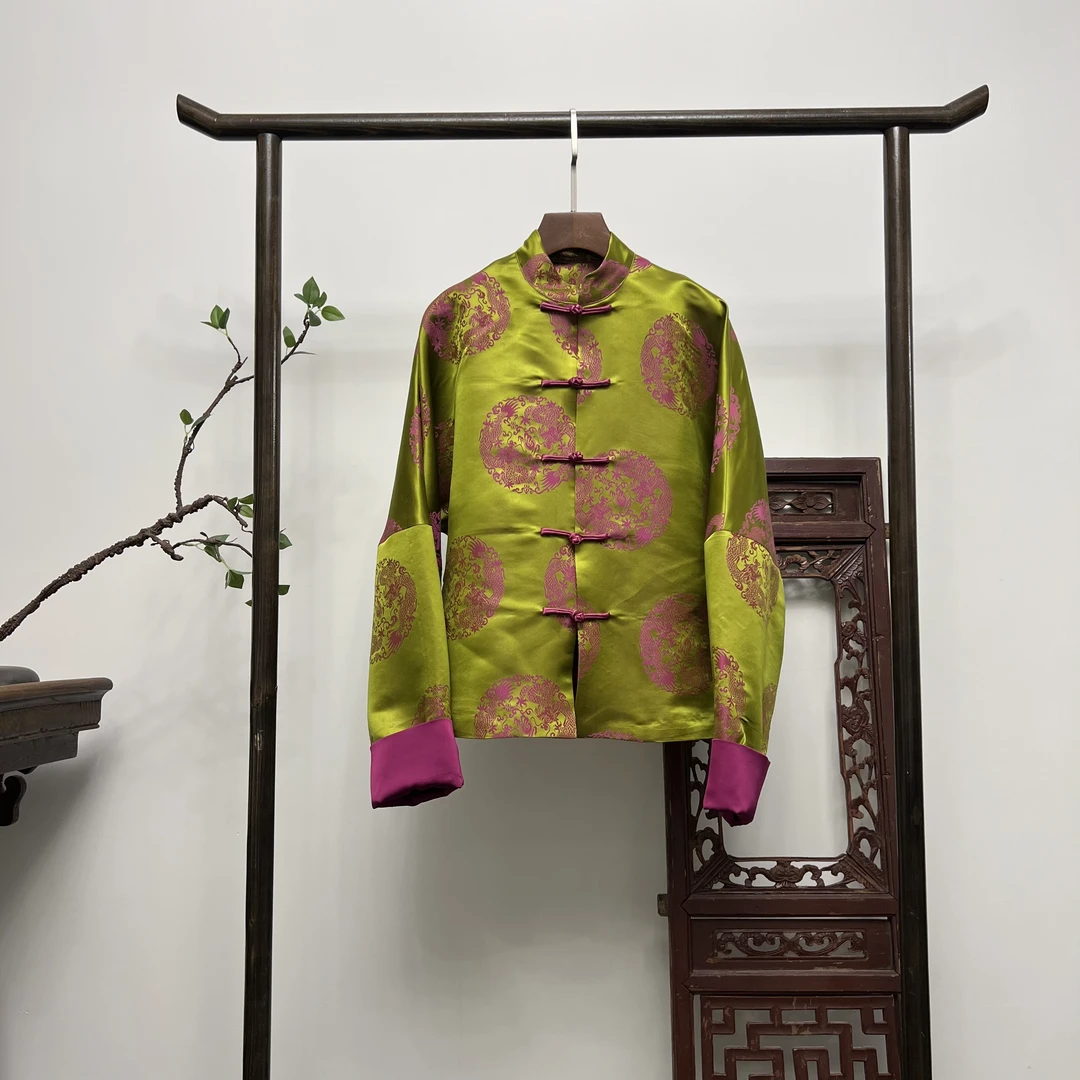 【东方雅韵】全手工新中式桑蚕丝上衣中国风短款真丝外套W50136