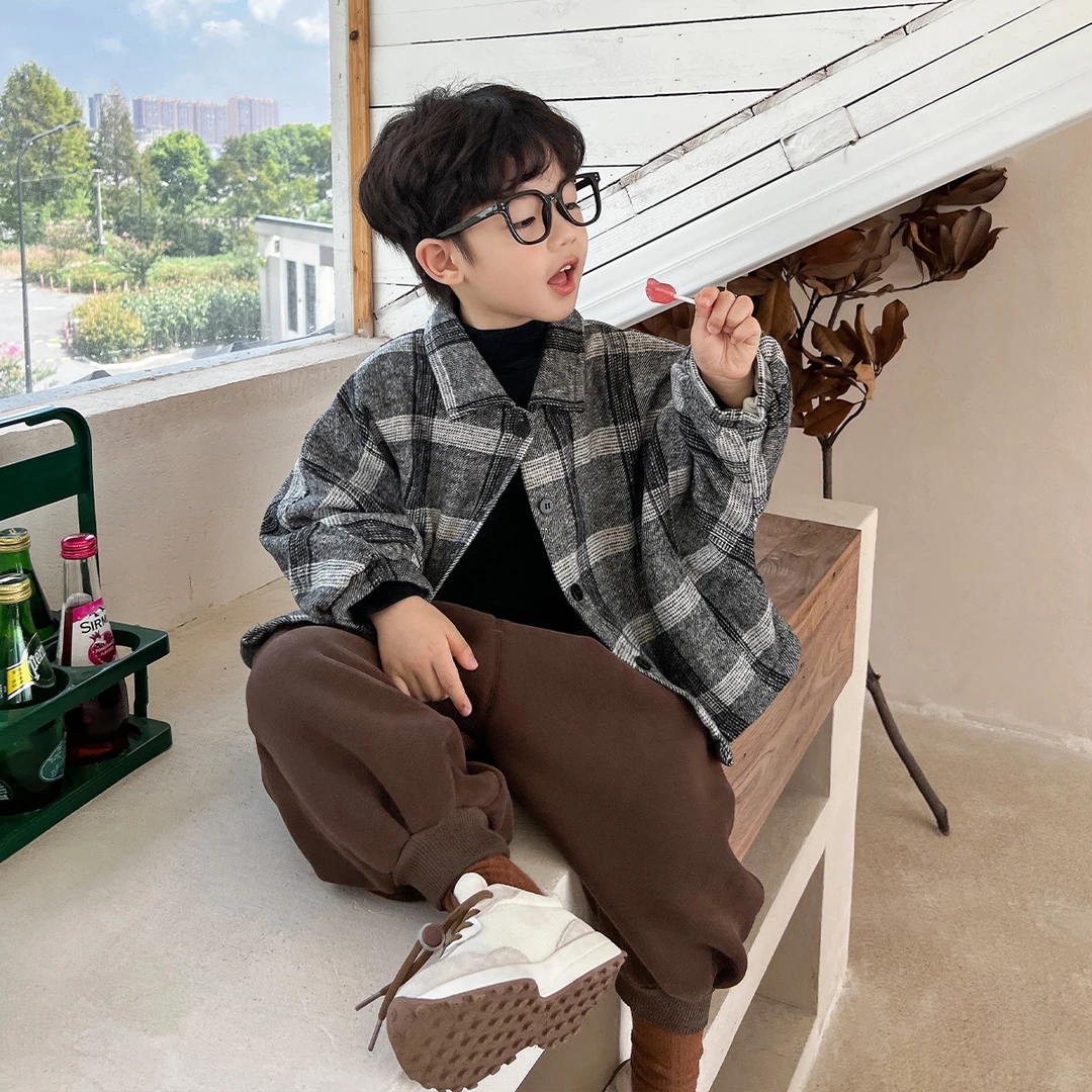 冬款儿童韩版时尚格子休闲洋气外套WP0071-WPP