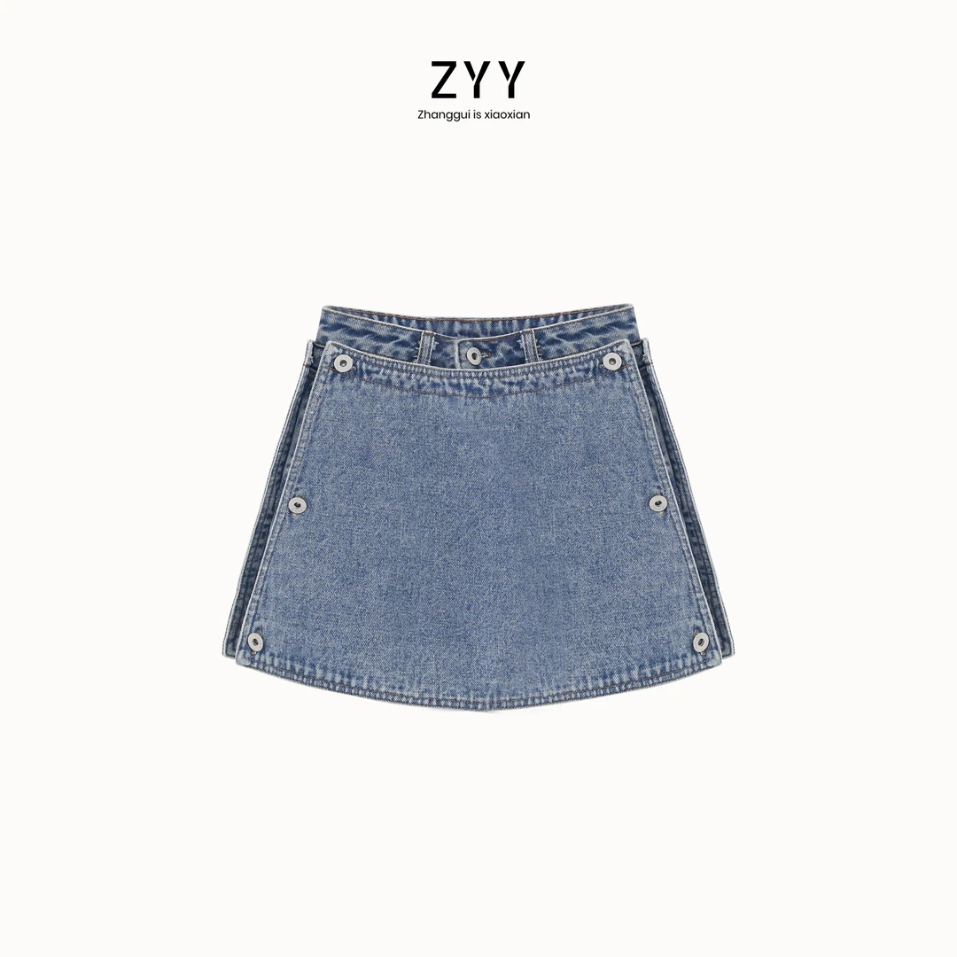 ZYY【普罗森】2024S/S新品设计感牛仔短裙 女装半身裙LJJ24DQ01