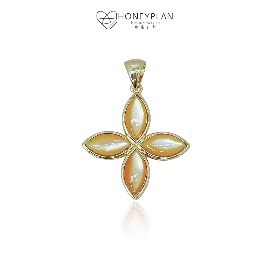 HONEY PLAN/甜蜜计划 铜合金贝壳吊坠 四叶草金贝壳吊坠（不含链)