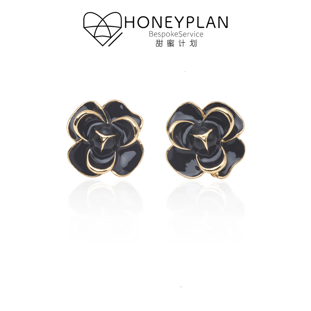 HONEY PLAN/甜蜜计划 合金耳饰 法式气质小香风花朵耳钉