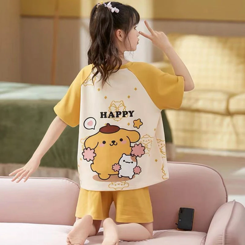 儿童夏季睡衣女孩薄款女童短袖套装空调服夏天学生中大童家居服套