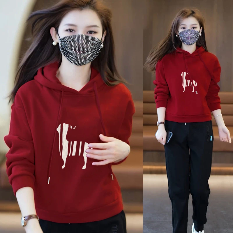 卫衣女春秋2023年新款洋气显瘦中年妈妈加绒加厚保暖连帽长袖上衣