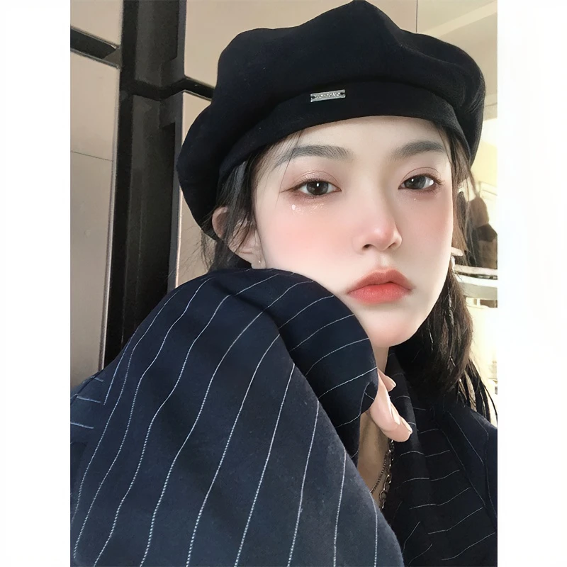 日系画家帽子女春夏英伦韩版潮2023新款百搭网红韩系显脸小贝雷帽