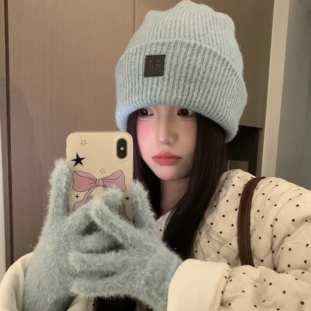 秋冬大头围针织毛线帽子女加厚保暖显脸小护耳帽韩版百搭包头冷帽