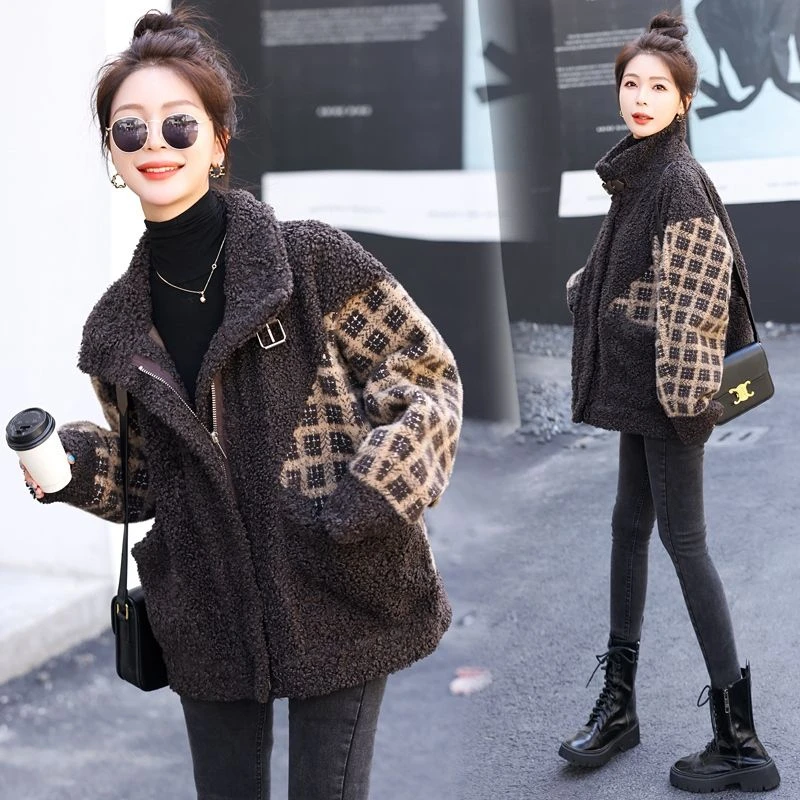 波司澄羊羔毛绒棉服外套女2024年冬季新款韩版宽松皮毛一体短款毛