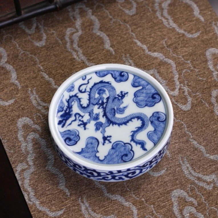 景德镇中式青花穿云龙纹茶具茶器中式家用高端杯垫盖置