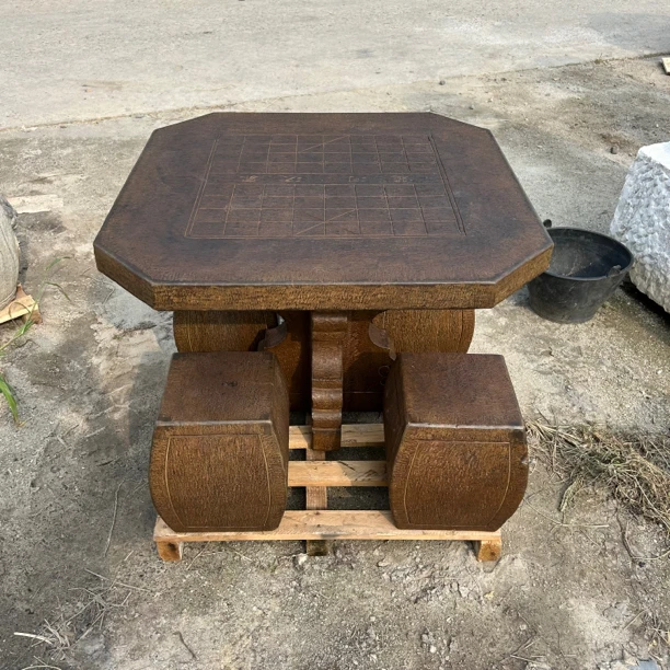 茶桌茶台庭院摆件石桌石凳青石仿古石桌石凳八角方桌圆桌餐桌