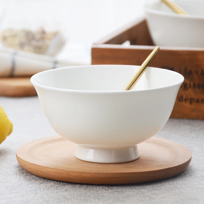 碗家用碗高脚防烫唐山骨瓷饭碗高级感新款饭碗汤碗陶瓷餐具吃饭碗