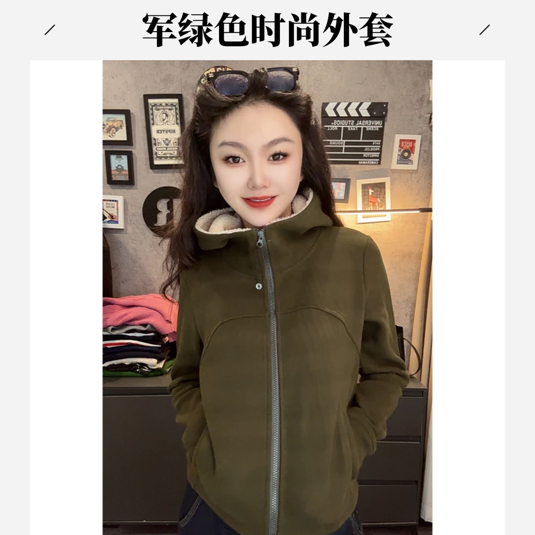 加绒加厚连帽卫衣外套女秋冬季2025新款时尚洋气修身保暖长袖上衣