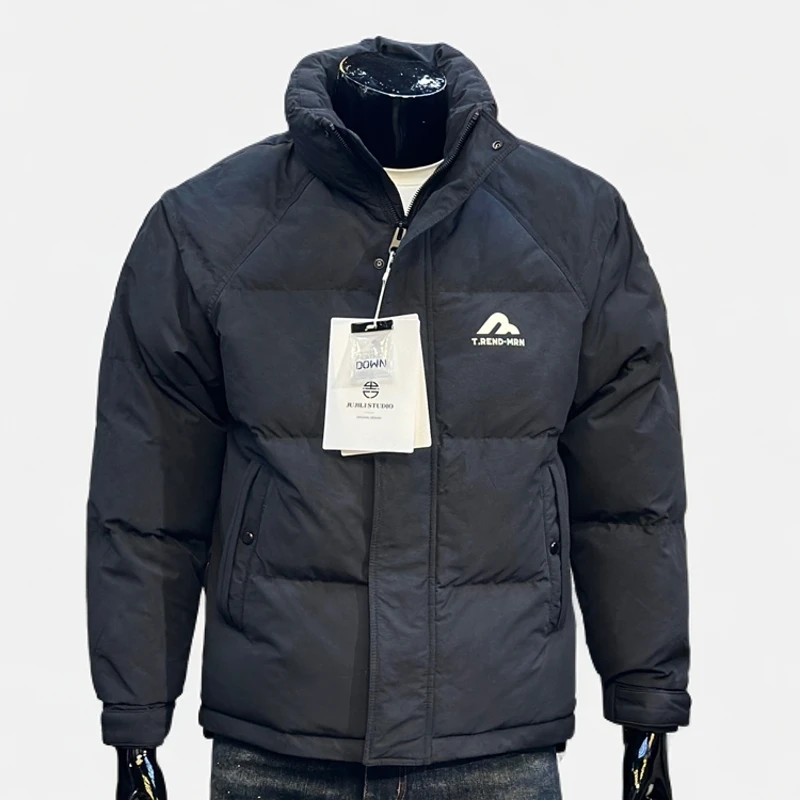 新款休闲立领羽绒服夹克时尚迷彩青年白鸭绒面包服加厚保暖外套冬