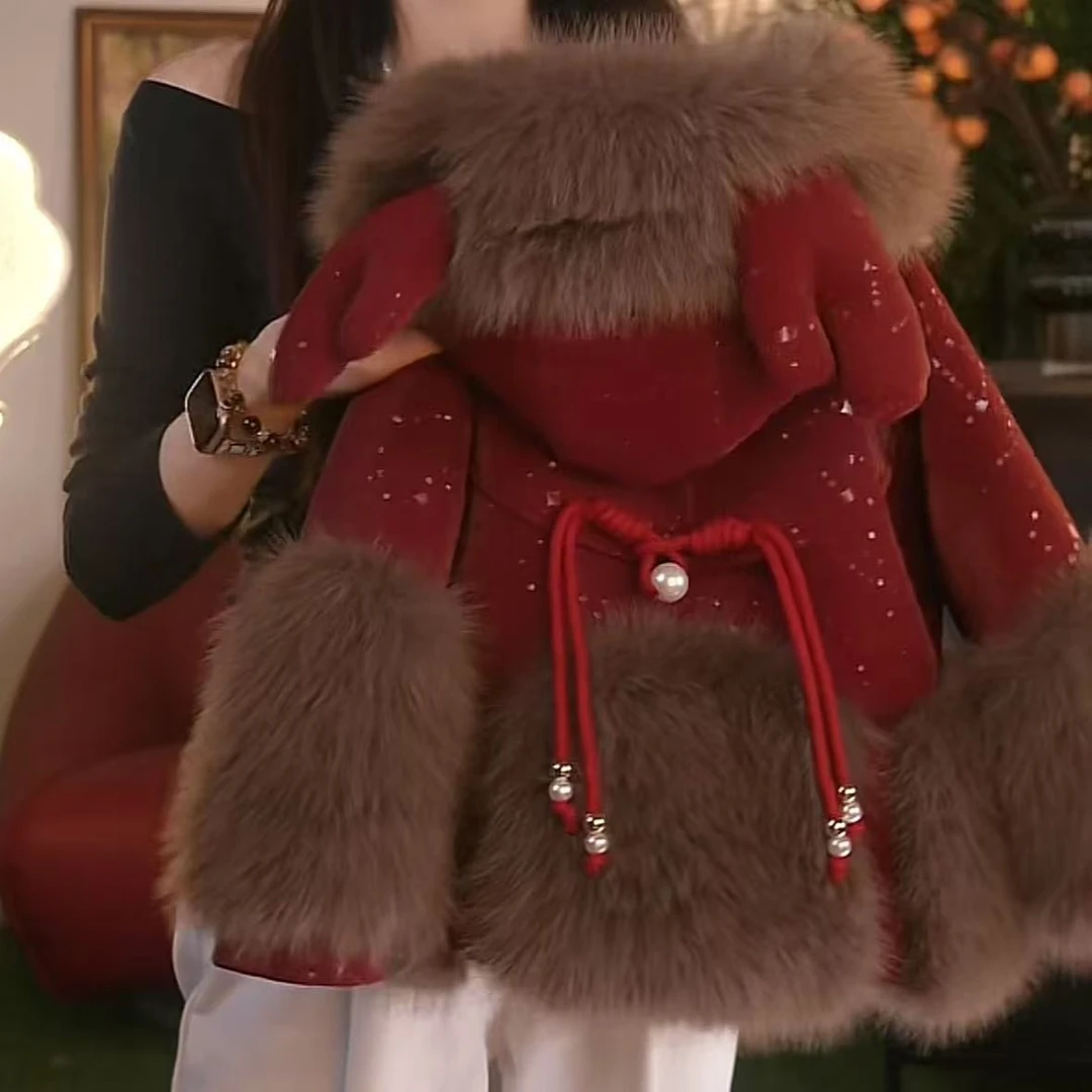 瑞果麻麻【红果果】2025新款冬季保暖时尚洋气加厚外套