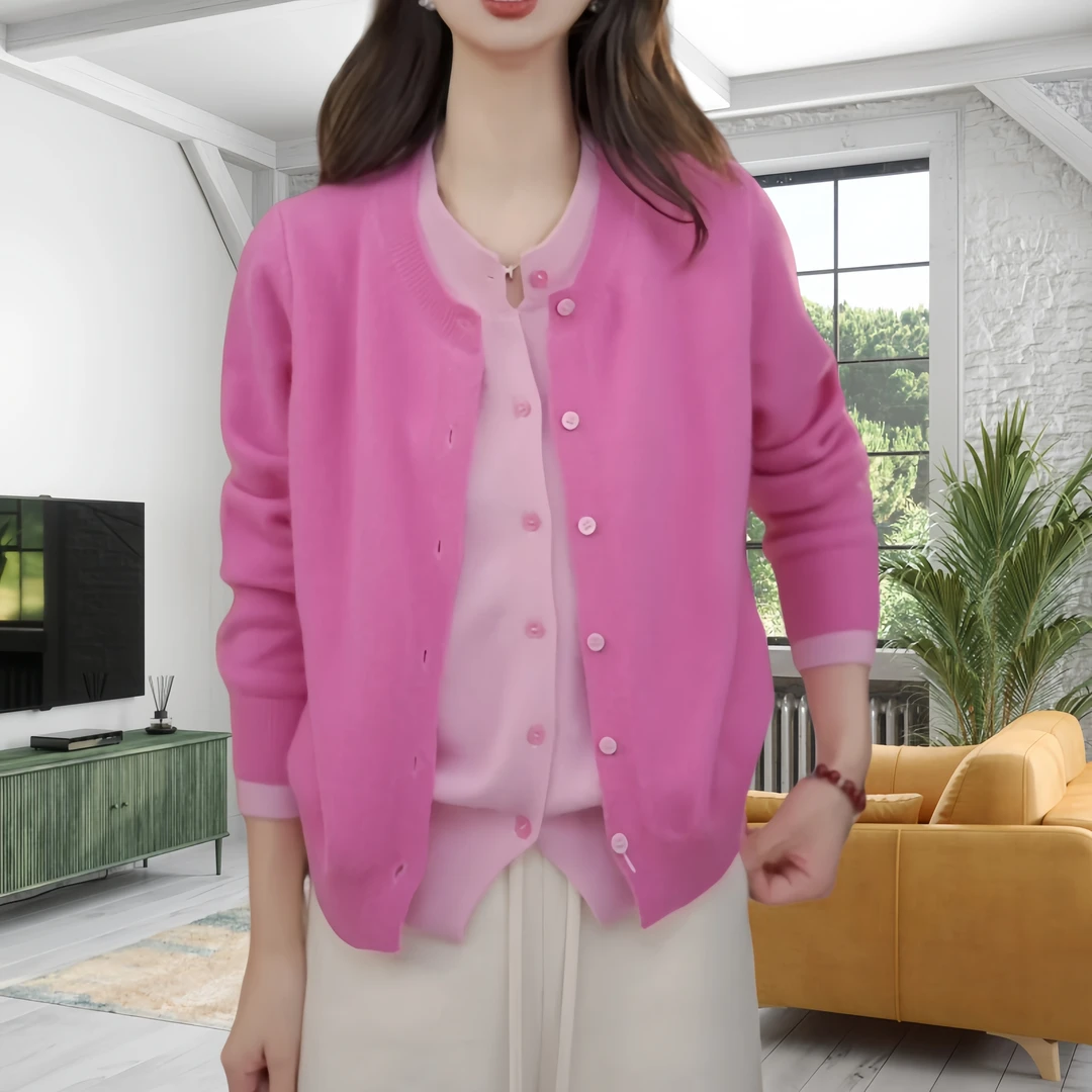 保暖洋气减龄假两件长袖针织衫女秋冬时尚设计感显瘦百搭毛衣开衫