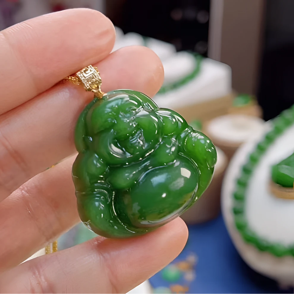 【钰灵珠宝】高阶天然 和田玉佛公吊坠 18k金镶嵌 气质轻奢