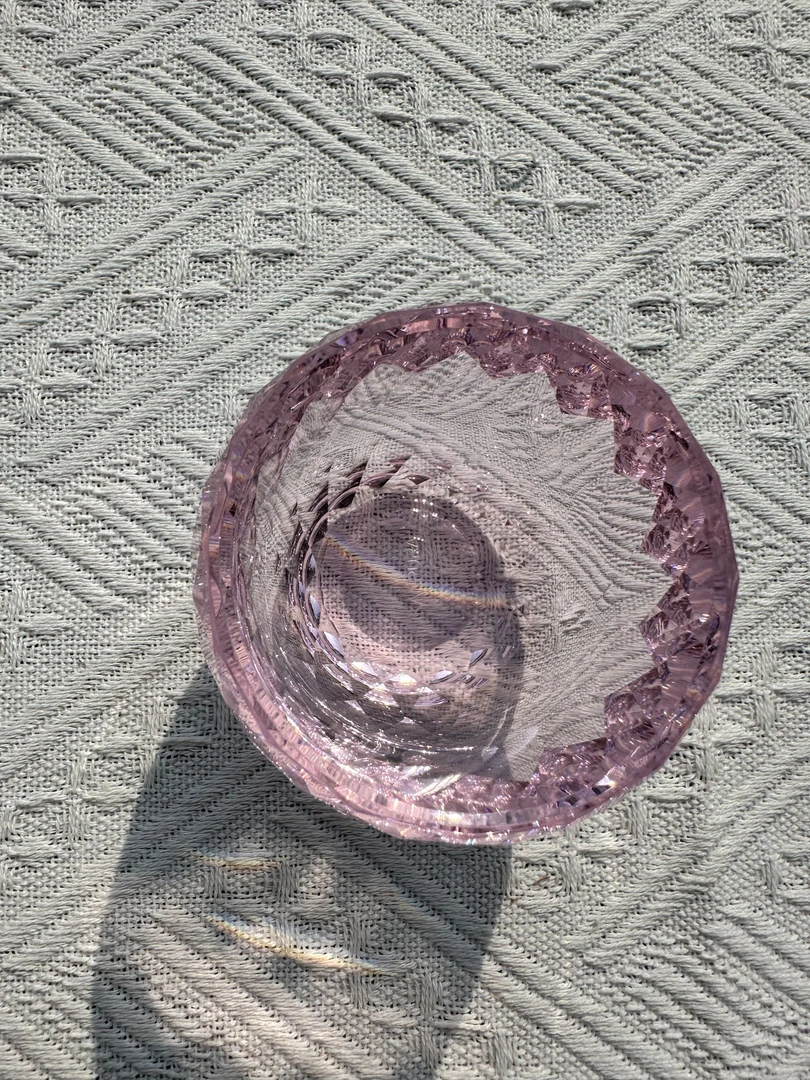 【一起淘儿】B29#菱鸣创意水晶鼓杯粉色水晶杯精致手工透明家用彩色