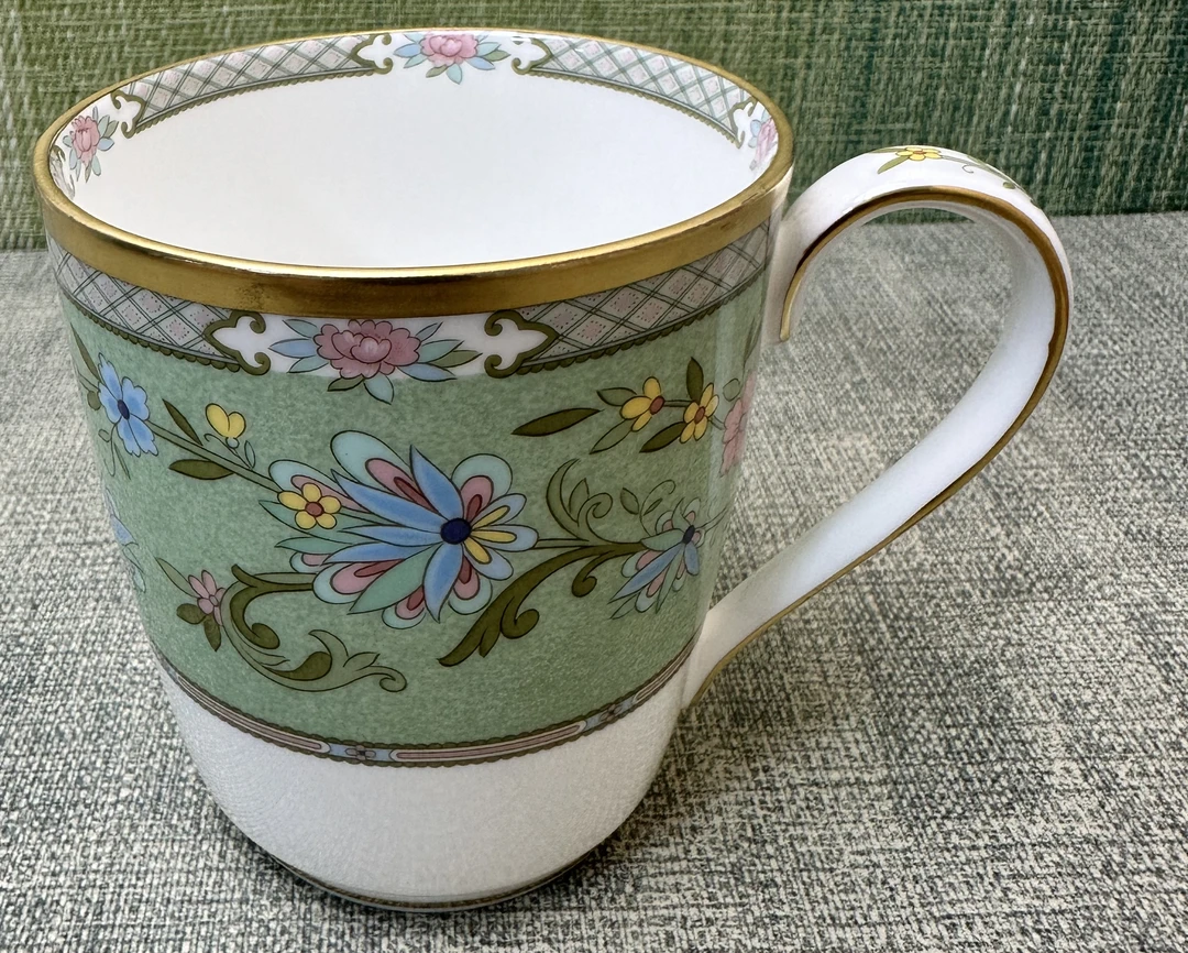 【一起淘儿】44#创意复古手绘高档茶杯樱花马克杯家用绿陶瓷水杯