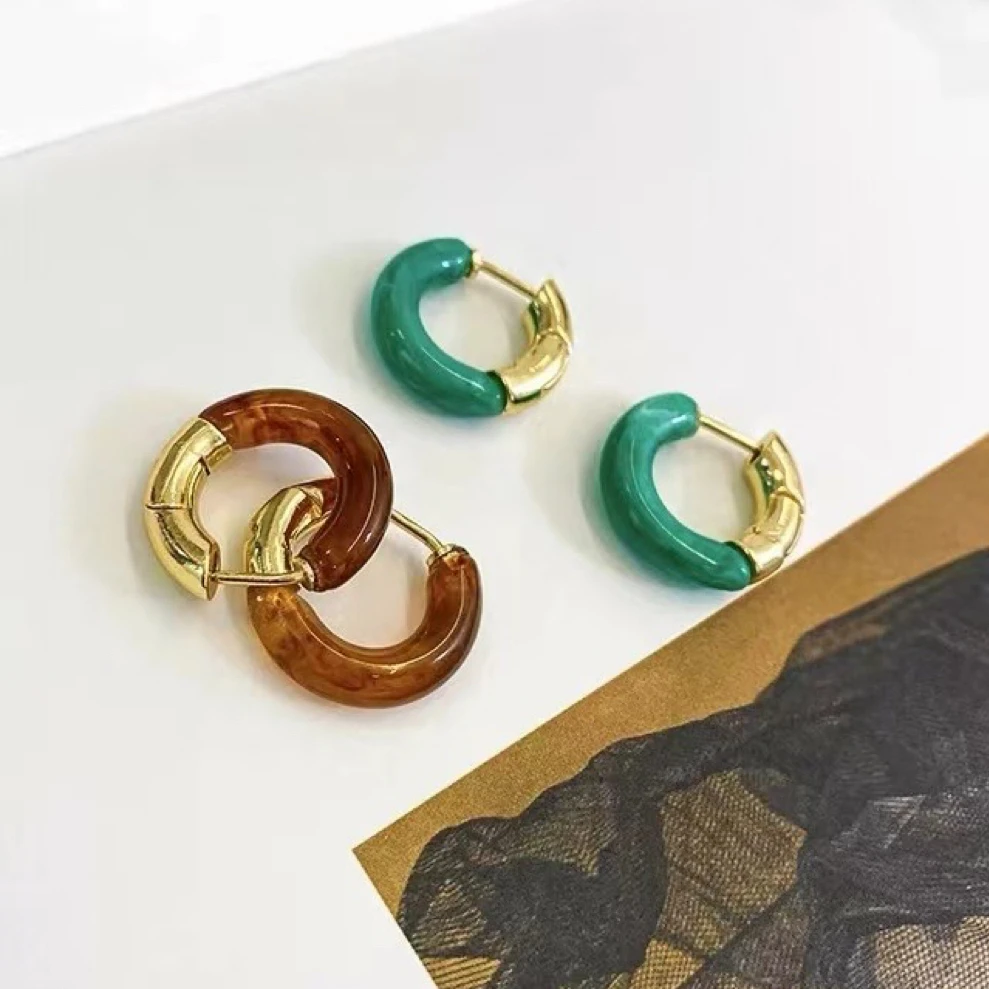 铜合金耳饰 【玲珑】简约彩色树脂圈圈耳环轻奢小众气质时尚百搭ins
