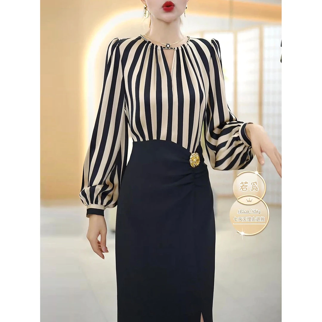 高级感假两件拼接洋气女2025春季新款女神范气质修身显瘦包臀裙