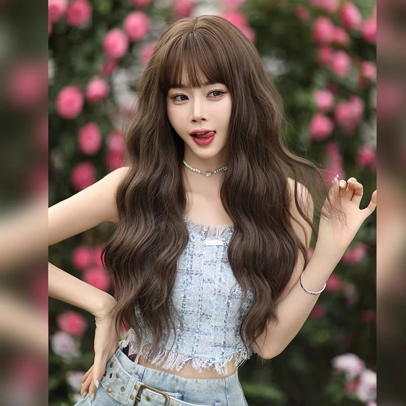 假发女全头套齐刘海大波浪长款卷发日常整顶法式羊毛卷棕色假发套