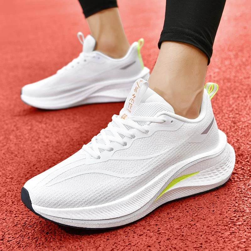 专业跑步鞋男秋季白色超轻减震跑鞋青少年初中小学生军训运动白鞋