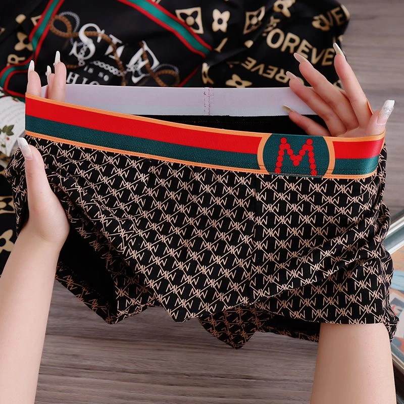 春秋男士内裤棉质舒适透气四角裤时尚性感印花个性青年韩版平角裤