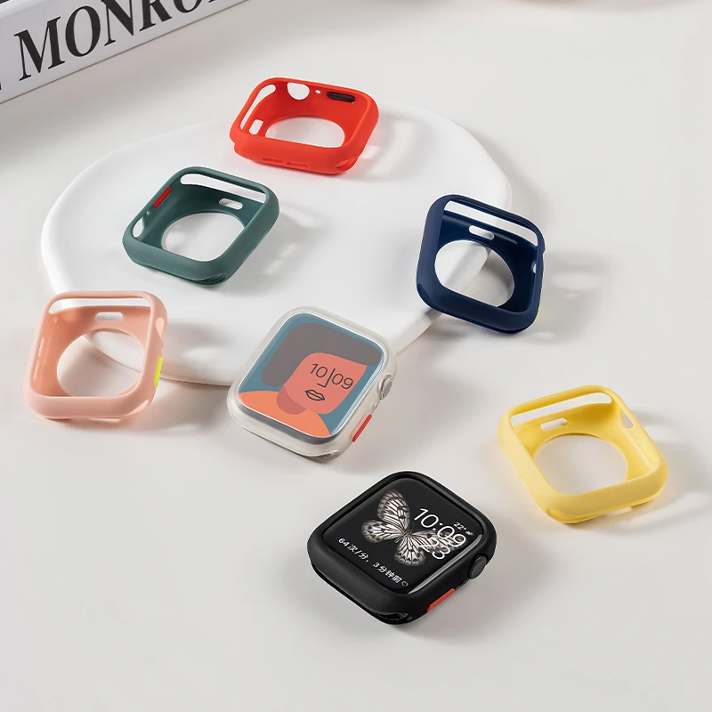 适用苹果applewatch8手表S8保护套iwatch7表壳S7硅胶S6高级se表套