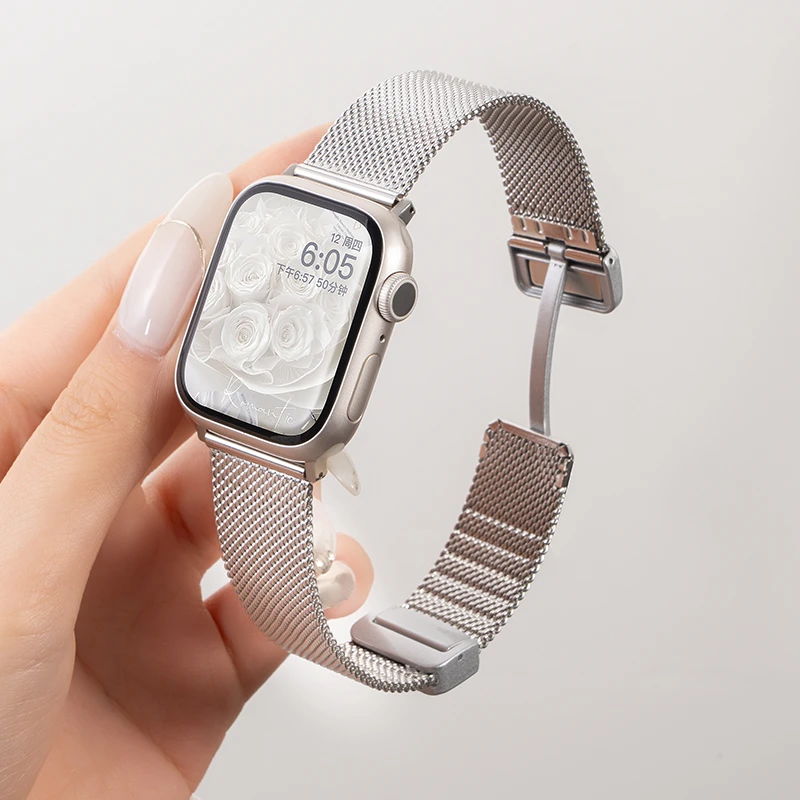 适用iwatch苹果工艺表带10米兰尼斯新品applewatch运动星光色磁吸