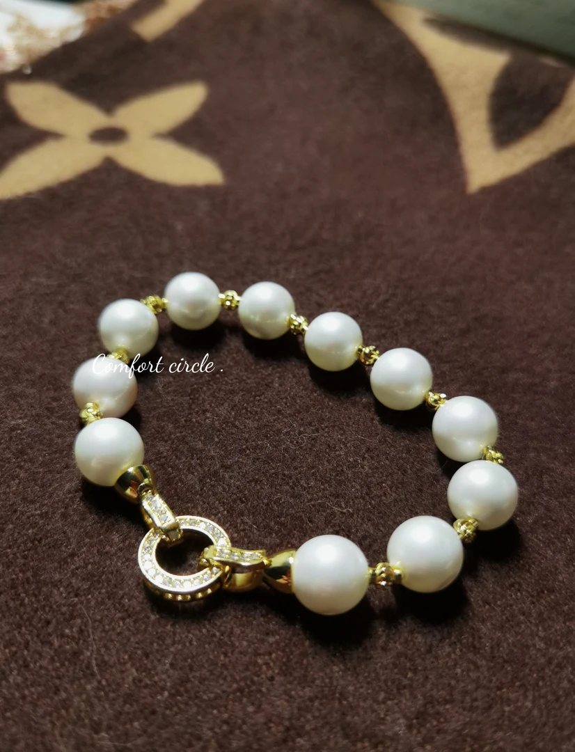 合金仿珍珠手链 2024时髦精镶钻手链