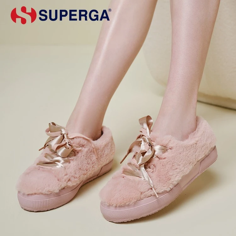 SUPERGA冬季毛毛鞋加绒保暖棉鞋一脚蹬方便舒适女鞋