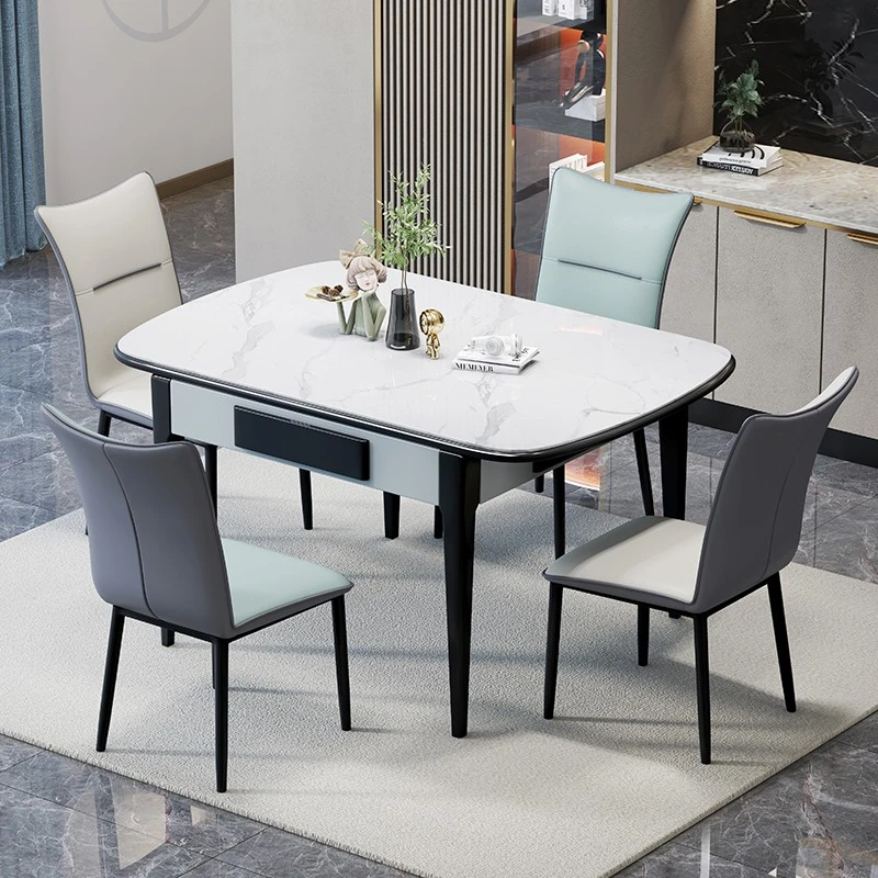 实木棋牌餐桌椅子新款两用大号多功能桌岩板现代简约家用一体高档