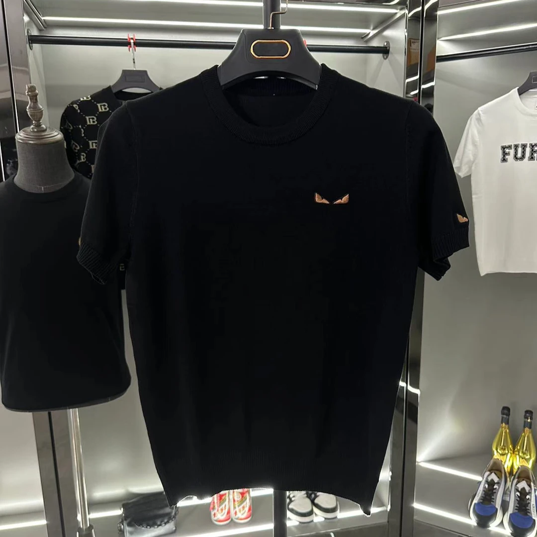 新新新 春秋季针织短袖男士圆领夏季打底衫毛衣修身百搭时尚