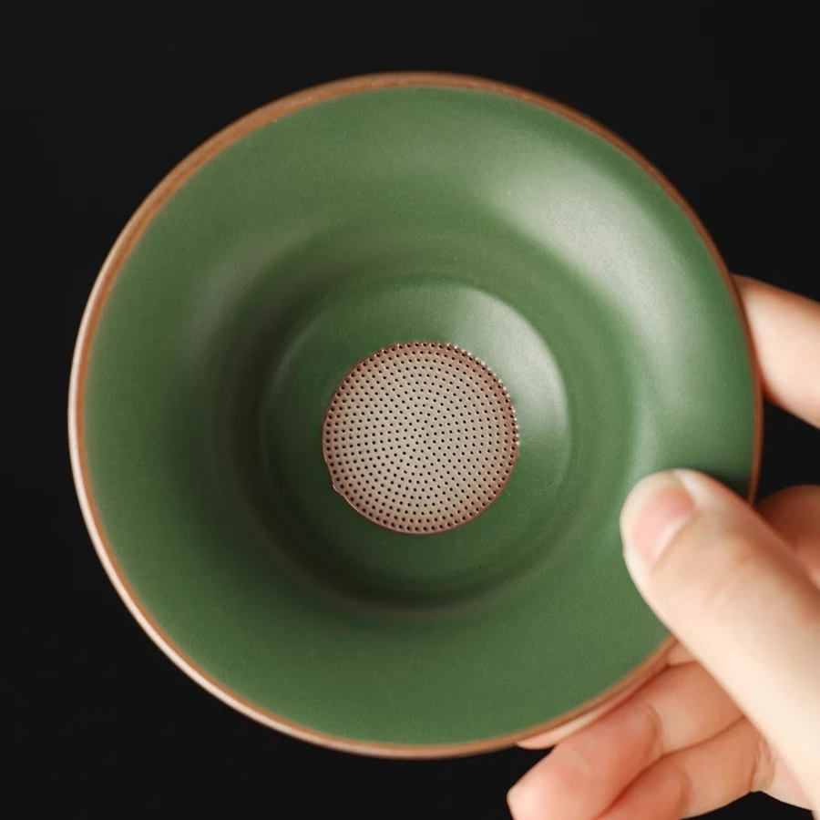 汝窑茶漏茶滤茶叶过滤网泡茶神器茶隔陶瓷公道杯茶具配件滤茶神器