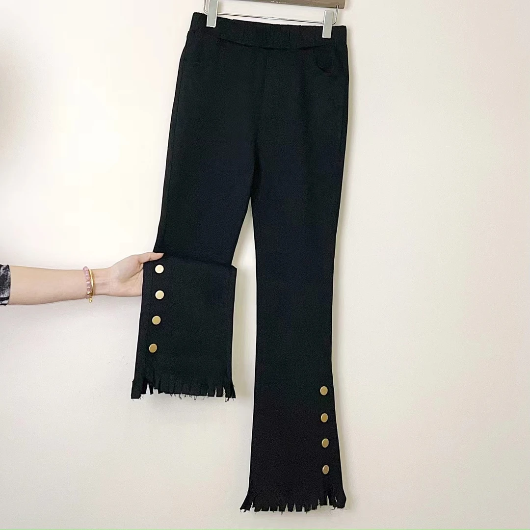 《东北徐老大推荐》大码230斤胖mm显瘦高腰弹力喇叭高弹水洗裤8809