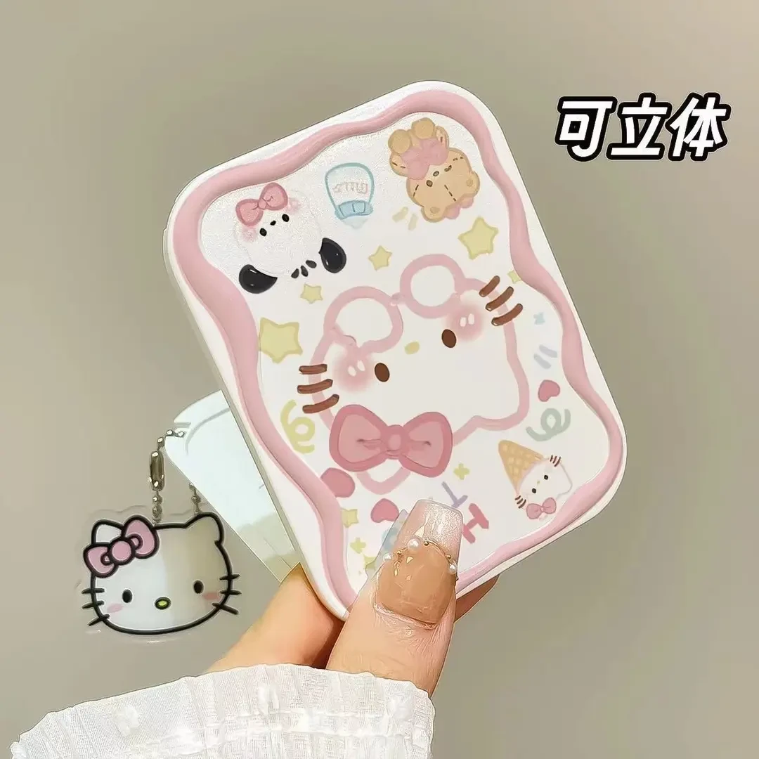 新款helloKitty凯蒂猫学生便携化妆镜随身折叠镜梳一体手持小镜子