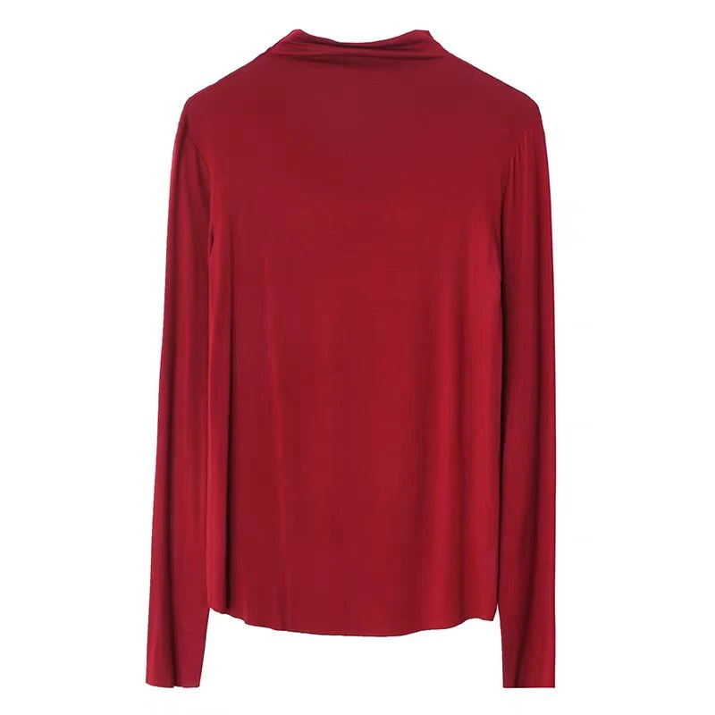 新款纯色双纱打底衣半高领时尚长袖修身秋冬气质网红百搭女士保暖