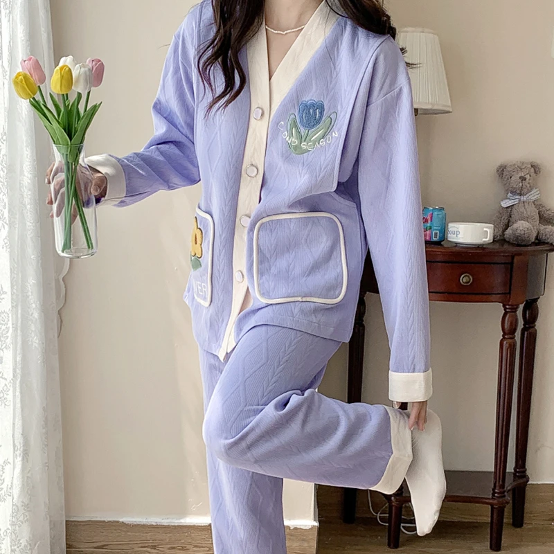 【10-12月份 空气棉加厚】产后月子服春秋冬季孕妇冬款哺乳睡衣