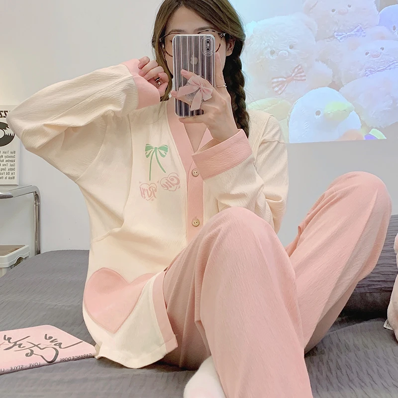 【3-6月份穿】月子服春秋棉质产后喂奶哺乳孕妇睡衣产妇家居服套装