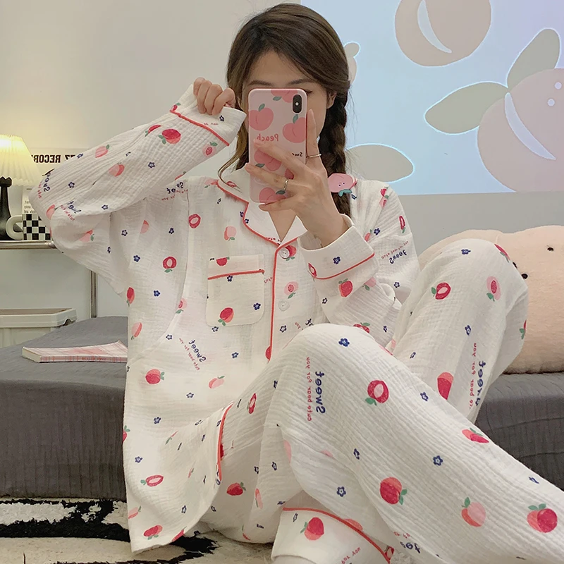 孕妇睡衣纯棉春秋款纱布月子服夏季薄款产后哺乳产妇家居服可外穿
