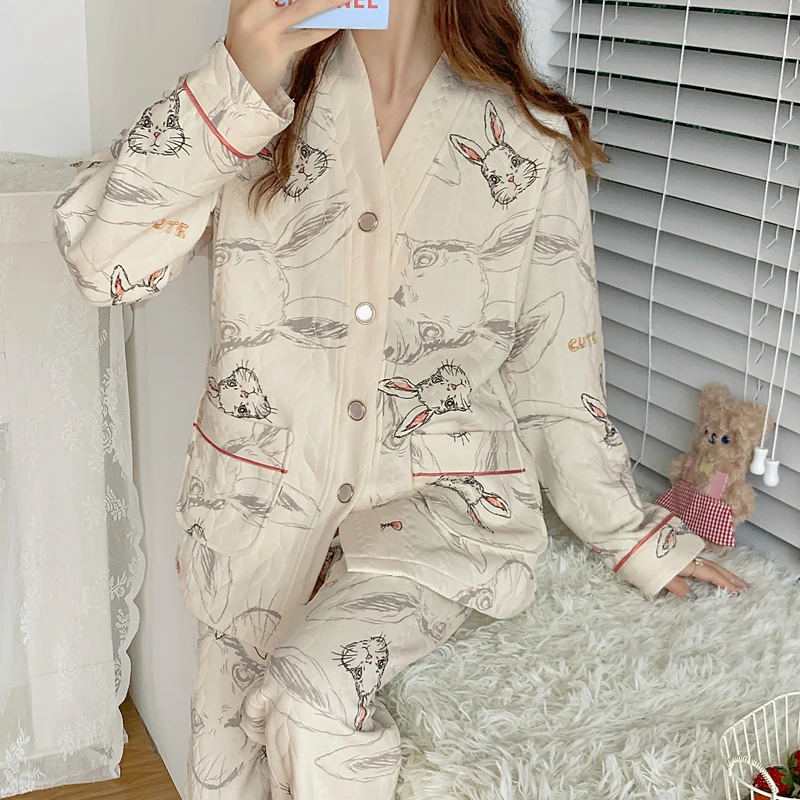 月子服秋冬季产后空气棉9-12月份产妇三层加厚哺乳孕妇睡衣春秋款