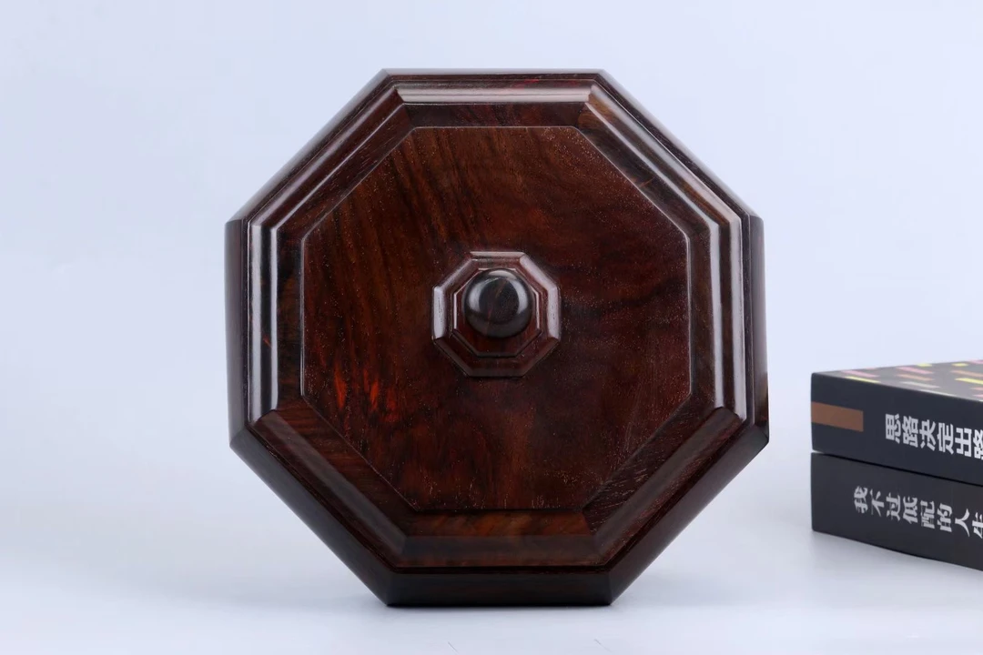 G003大红酸枝交趾黄檀弧形八角果盒