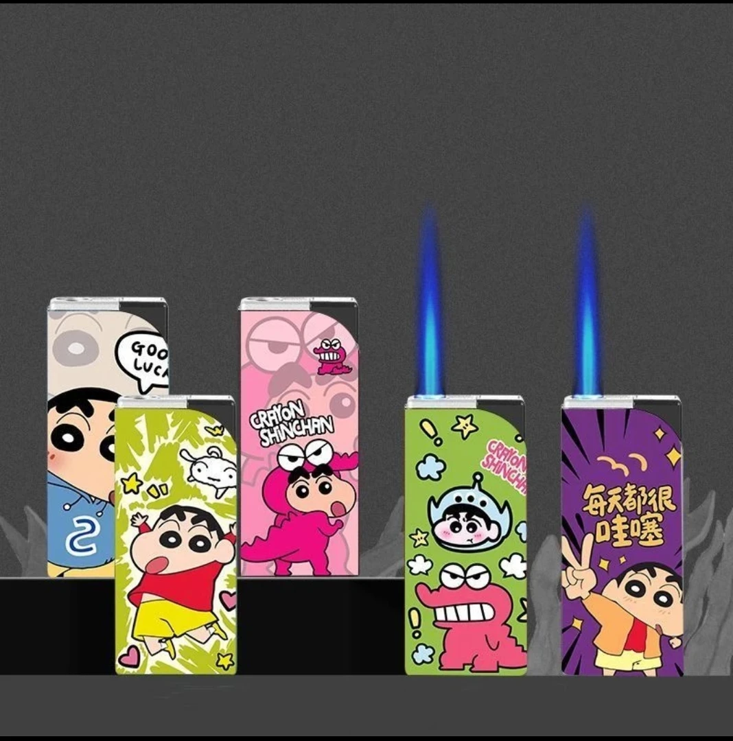 网红卡通蜡笔小新防风爆款打火机可爱送男友蓝焰直冲高颜值防风机