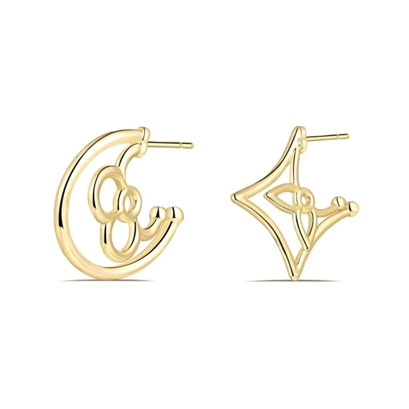 合金耳饰 老花不对称花菱形圆形耳饰 ZF-A380