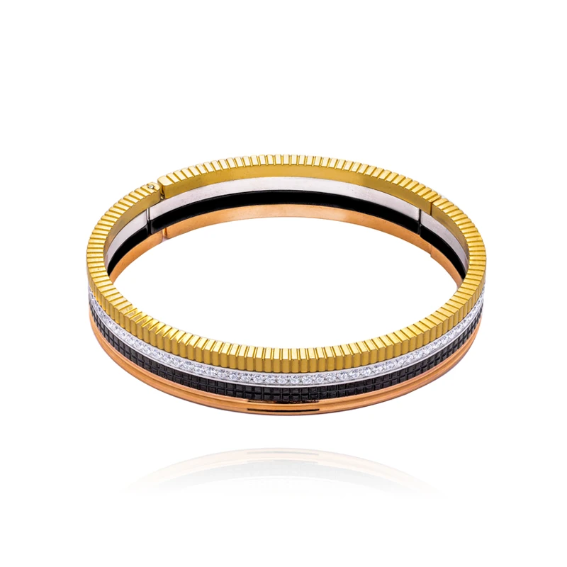 合金陶瓷手镯 时尚个性齿轮镶嵌手镯 ZF-C68