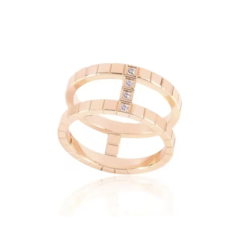 合金合成锆石戒指 小冰块双层戒指 ZF-D105