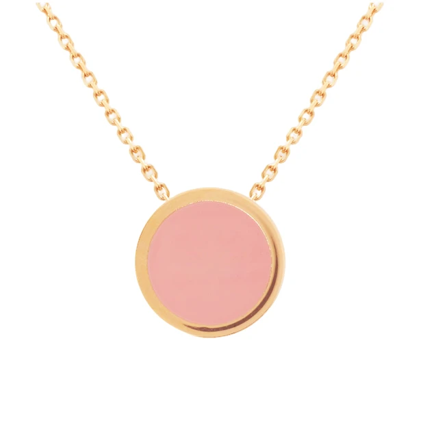 合金项链 时尚轻奢圆形粉色M字母项链 ZF-B150