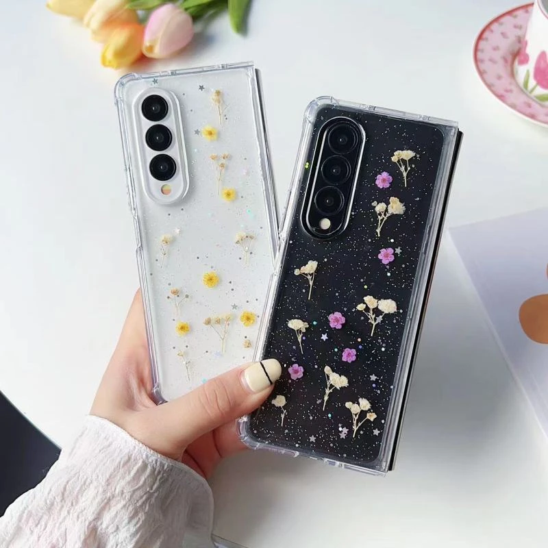 亦斯酷三星折叠GALAXYZFold5/4/3手机壳滴胶闪粉真花满天星保护套