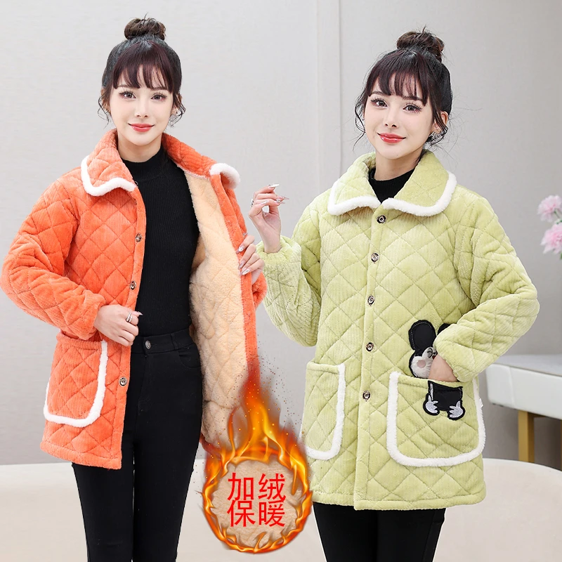 短款棉衣冬装棉服女外套保暖棉罩衣加厚加绒棉袄冬季大码厚家居服